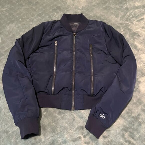 ALO Yoga Jackets & Blazers - ALO Yoga Women's Navy down puffer Bomber Jacket S